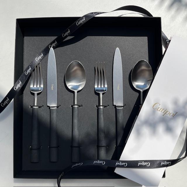 新品 クチポール ブラック デザート6点セット　Cutipol 箱付き Cutipol 正規品 クチポール カトラリーセット ミオ MIO デザート