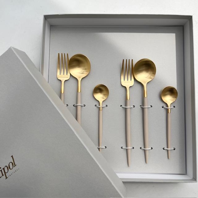 【chai】クチポール アイボリー×ゴールド Cutipol（クチポール） 送料無料 デザートセット GOA アイボリー