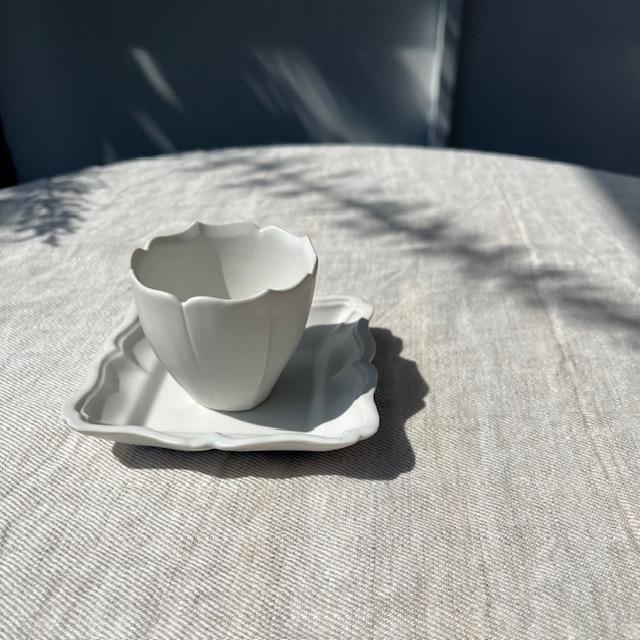 臼杵焼 カップ 2個 エスプレッソ 菱花 ペア ホワイト 臼杵焼 USUKIYAKI