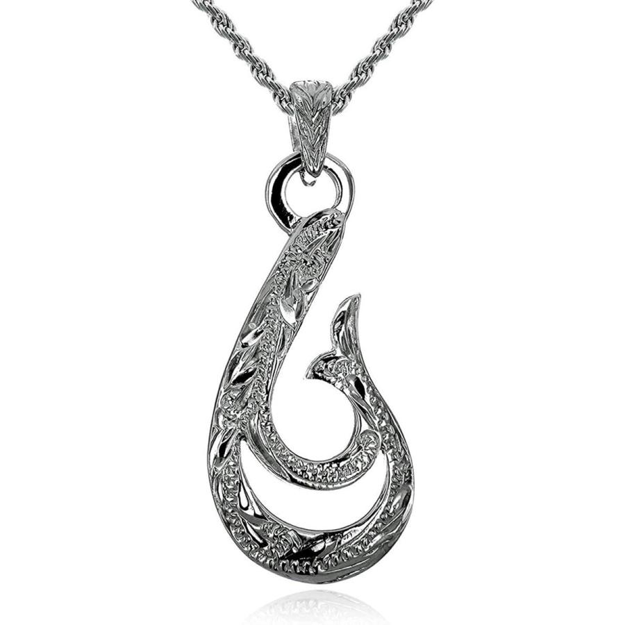 保存版 レイラニ ハワイアンジュエリー 釣り針 フィッシュフック ペンダント ネックレス メンズ シルバー 925 ロープチェーン50cm付 想像を超えての Collezionec2ph Com