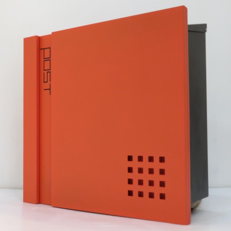 【特別セール】6月30日まで 郵便ポスト郵便受けおしゃれ北欧大型メールボックス 壁掛け鍵付マグネット付 オレンジ色ポストpm468