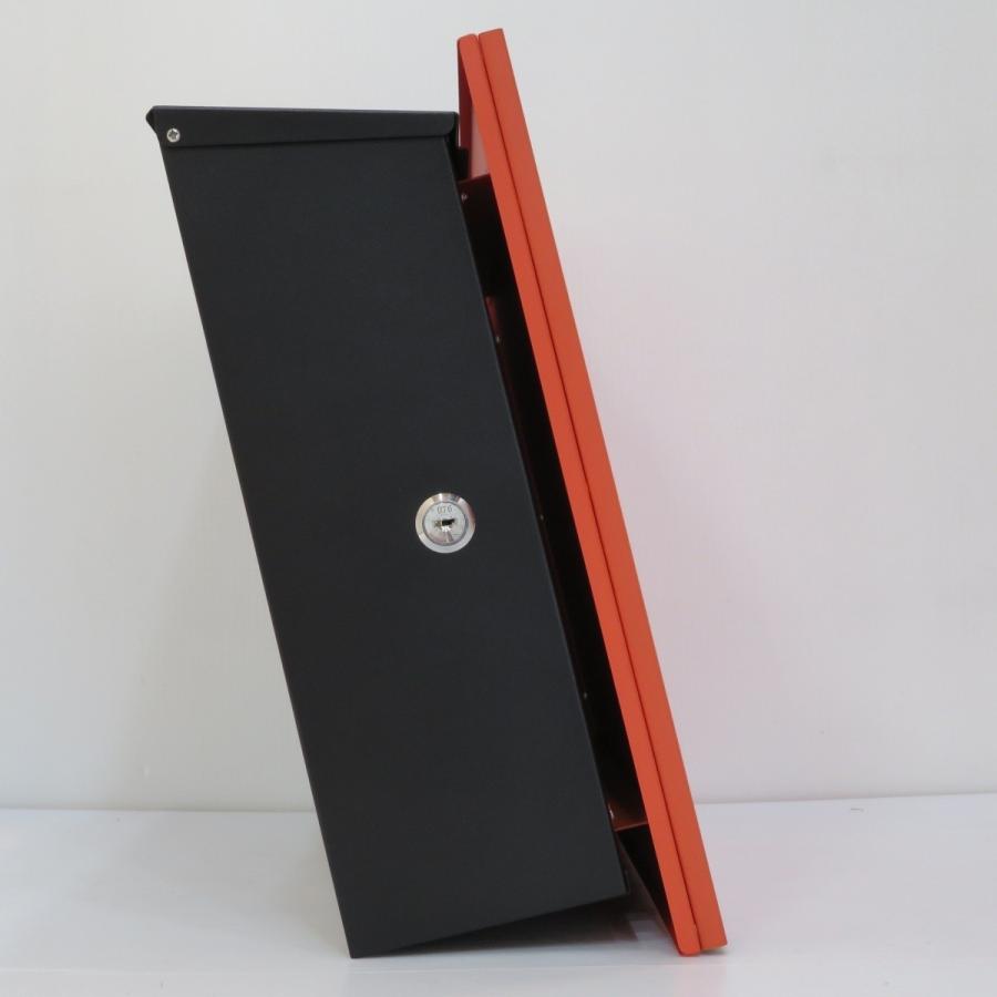 【特別セール】6月30日まで 郵便ポスト郵便受けおしゃれ北欧大型メールボックス 壁掛け鍵付マグネット付 オレンジ色ポストpm468