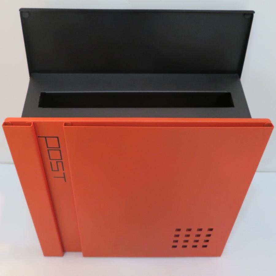 【特別セール】6月30日まで 郵便ポスト郵便受けおしゃれ北欧大型メールボックス 壁掛け鍵付マグネット付 オレンジ色ポストpm468