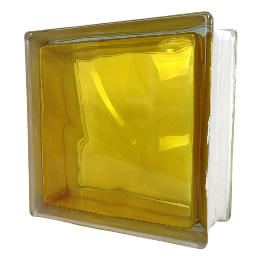 ガラスブロック（６個セット送料無料）190x190x95クラウディインカラー イエロー黄色gb40695-6p｜ihome