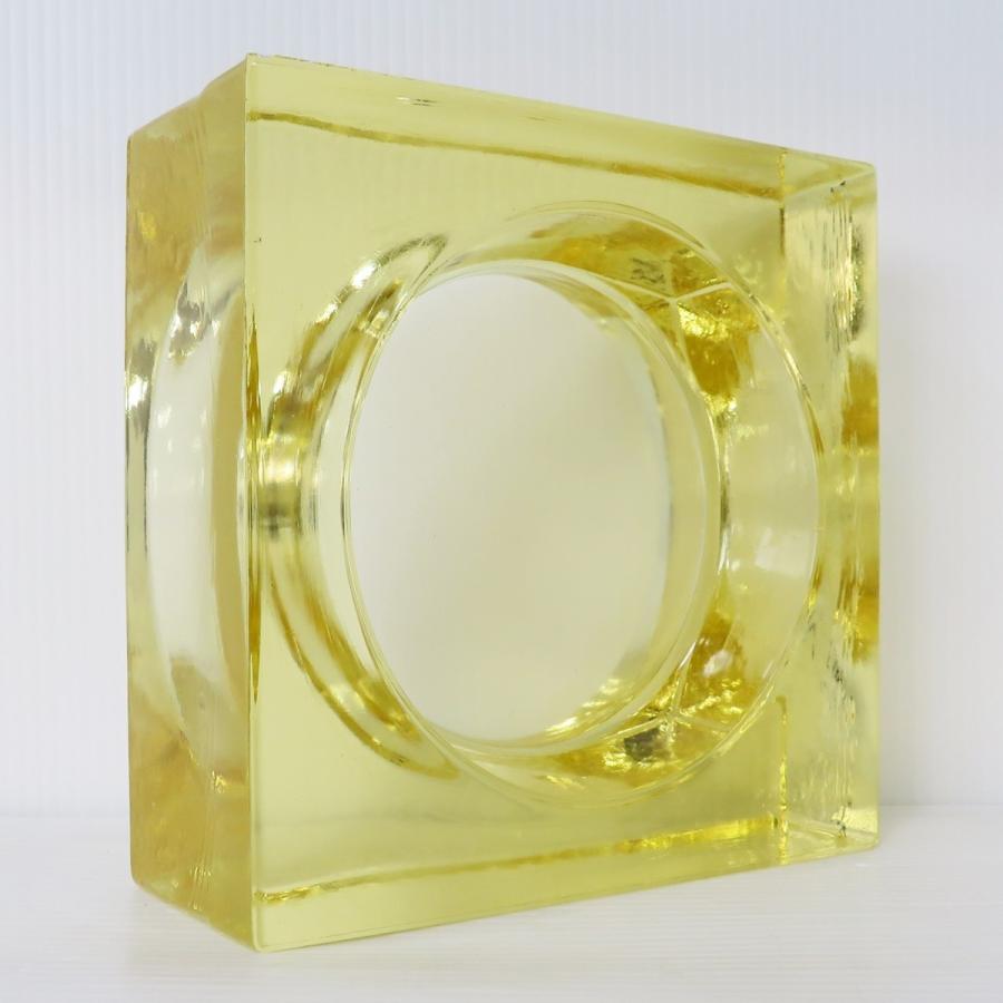 6個セット 送料無料 ガラスブロック 世界で有名なブランド品 厚み60mm、イエロー色ソリッドgb503_3