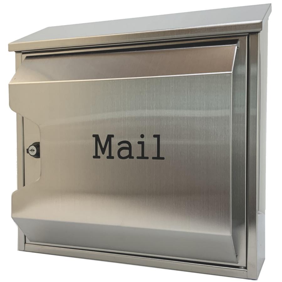 郵便ポスト郵便受けおしゃれかわいい人気北欧モダンデザイン大型メールボックス 壁掛けプレミアムステンレスシルバーステンレス色ポストpm045