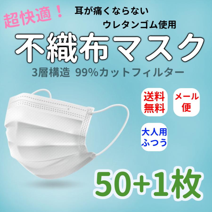 マスク 50枚 3層構造 高密度フィルター 不織布マスク ホワイト白色