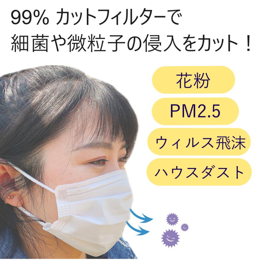 マスク 50枚 3層構造 高密度フィルター 不織布マスク ホワイト白色