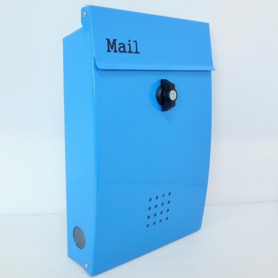 セール6月30日まで 郵便ポスト郵便受けおしゃれかわいい人気北欧メールボックス壁掛けプレミアムステンレスブルー青色ポストpm140