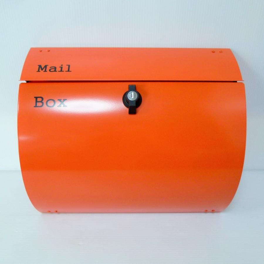 郵便ポスト スタンド付 壁掛け鍵付きプレミアムステンレスオレンジ色ポスト pm18s-pm063-1(訳あり)