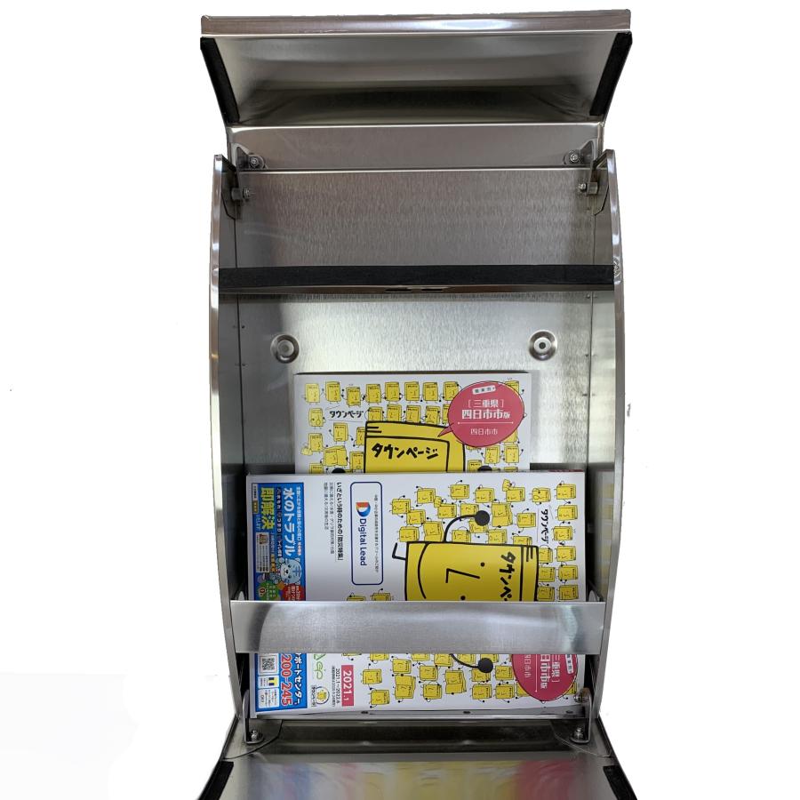 ポスト 郵便ポスト スタンド付壁掛け鍵付きプレミアムステンレス