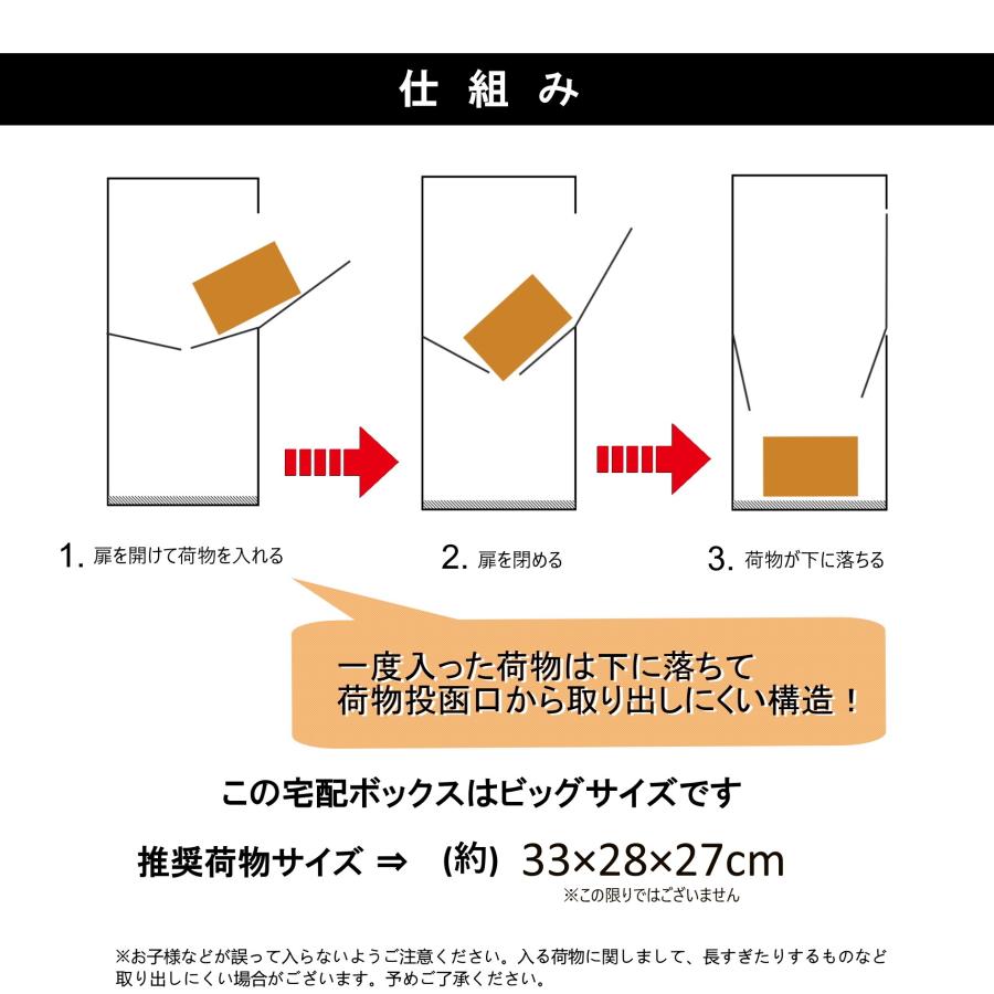 宅配ボックス 送料無料 おしゃれ 人気 大容量郵便ポスト ビッグサイズ ホワイト白色宅配BOX　pm475 - 2