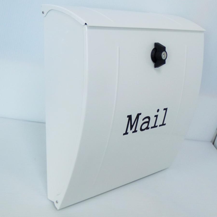 郵便ポスト郵便受けおしゃれかわいい人気北欧モダンデザイン大型メールボックス 壁掛けプレミアムステンレスホワイト白色ポストpm024