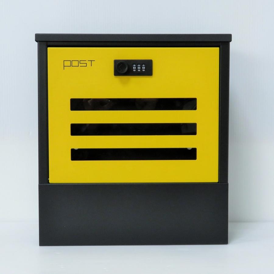 セール6月30日まで 郵便ポスト郵便受けおしゃれかわいい人気北欧メールボックス 壁掛けダイヤル錠付き イエロー黄色ポストpm225