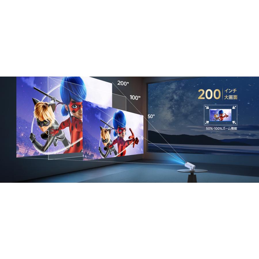 プロジェクター 家庭用 小型 Android TV搭載 天井投影 4K対応 低