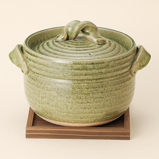 和食器 緑釉五合御飯鍋のみ 単品 信焼 土鍋 直火 耐熱 おうち ごはん おしゃれ ギフト 陶器 うつわ