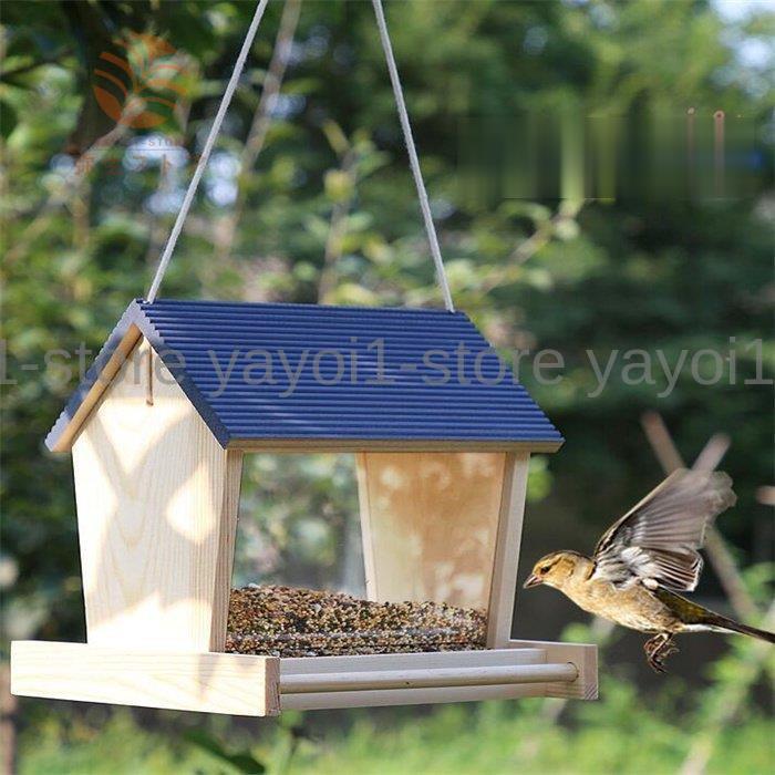 鳥の餌台 バードフィーダー 小鳥 野鳥 野鳥の餌台 野鳥用 吊り下げ 鳥用 木製 バードウォッチング 大容量 鳥 自動供給 屋根付き フック付き 吊｜ii-shouten｜07