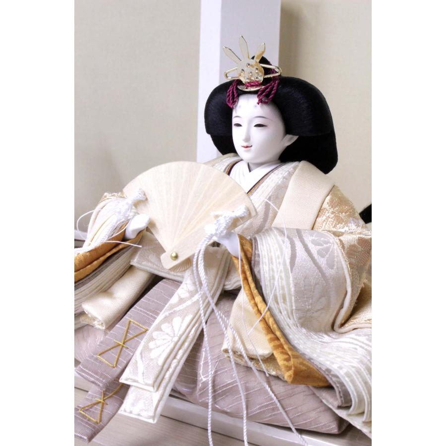 雛人形 おひなさま モダン おしゃれ かわいい 今どき おすすめ 衣裳着 人形 無金糸グレー 桜金彩 一式 [D3-4808]_7