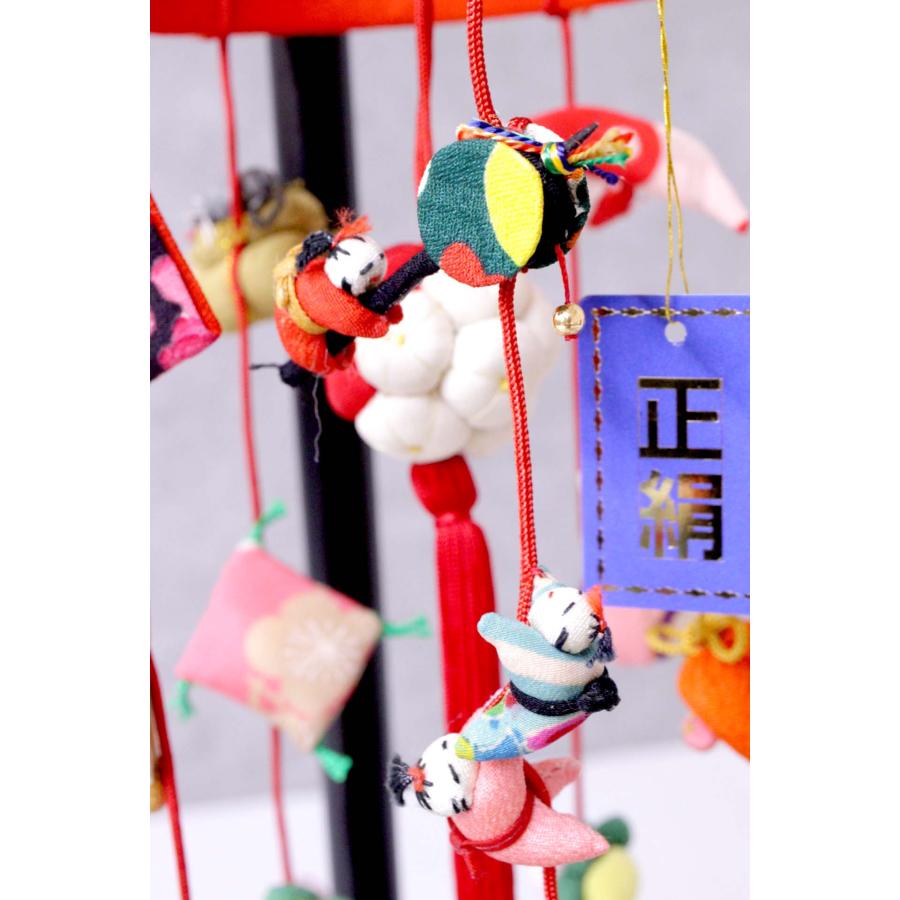 つるし飾り つるし雛 正絹古布 手縫い 結（ゆい） 台付 一式 164336