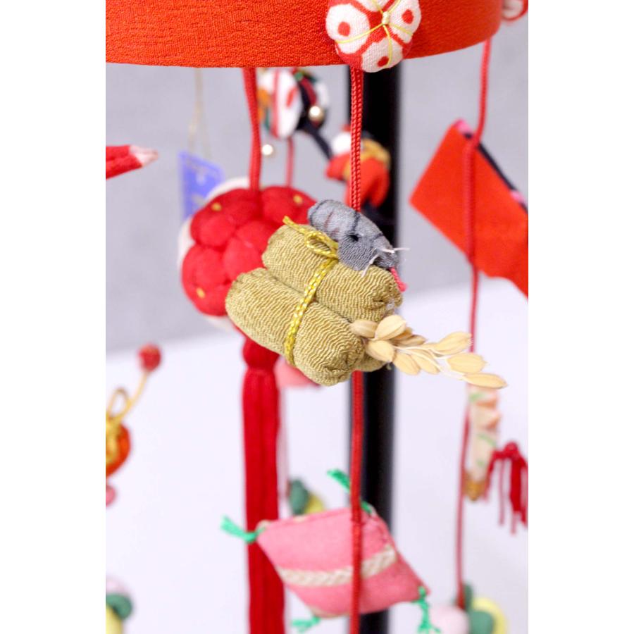 つるし飾り つるし雛 正絹古布 手縫い 結（ゆい） 台付 一式 164336