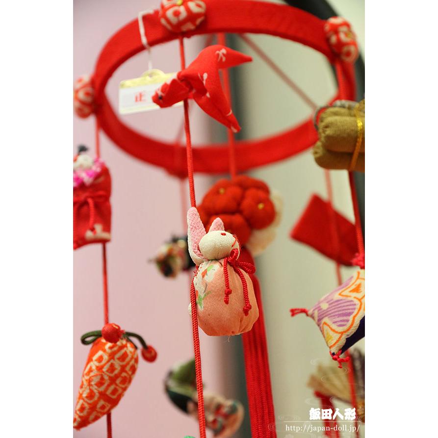 つるし飾り つるし雛 正絹古布 手縫い 結（ゆい） 台付 一式 164336