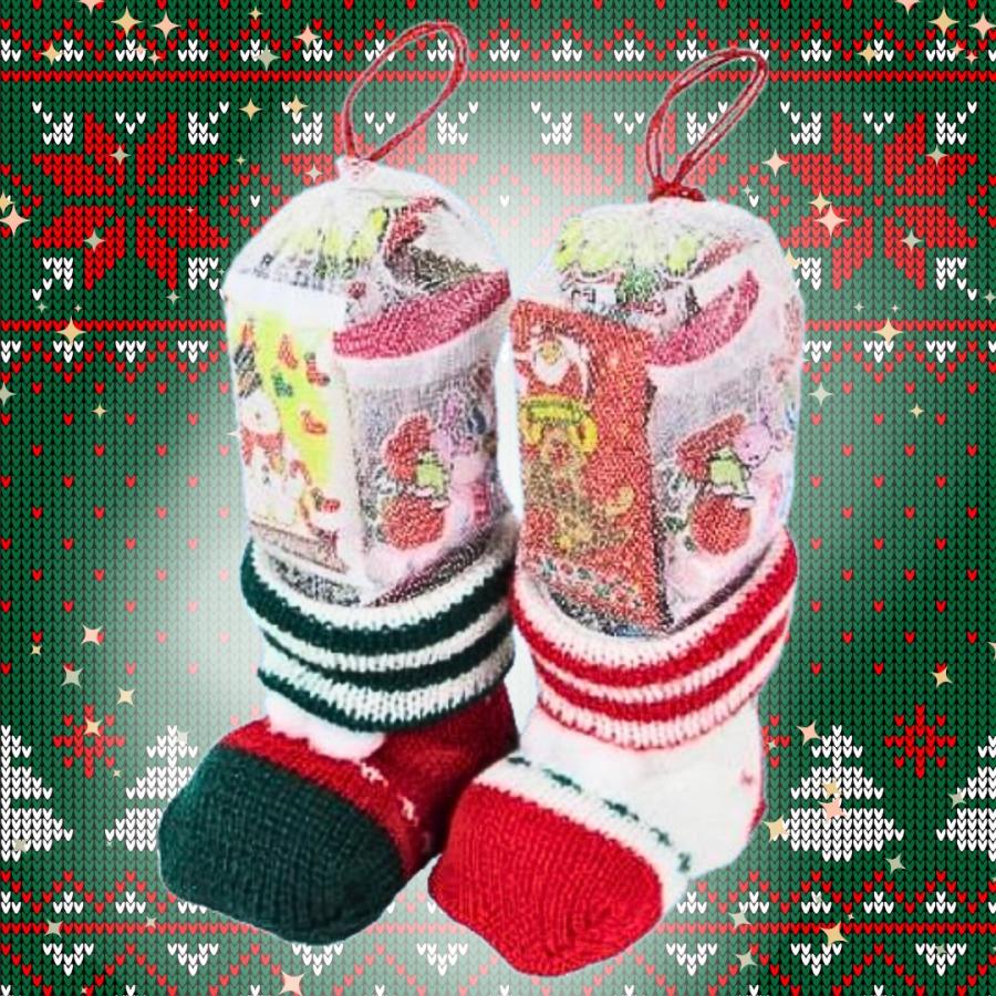クリスマスブーツ お菓子 ミニニットブーツ 2つセット お菓子入り