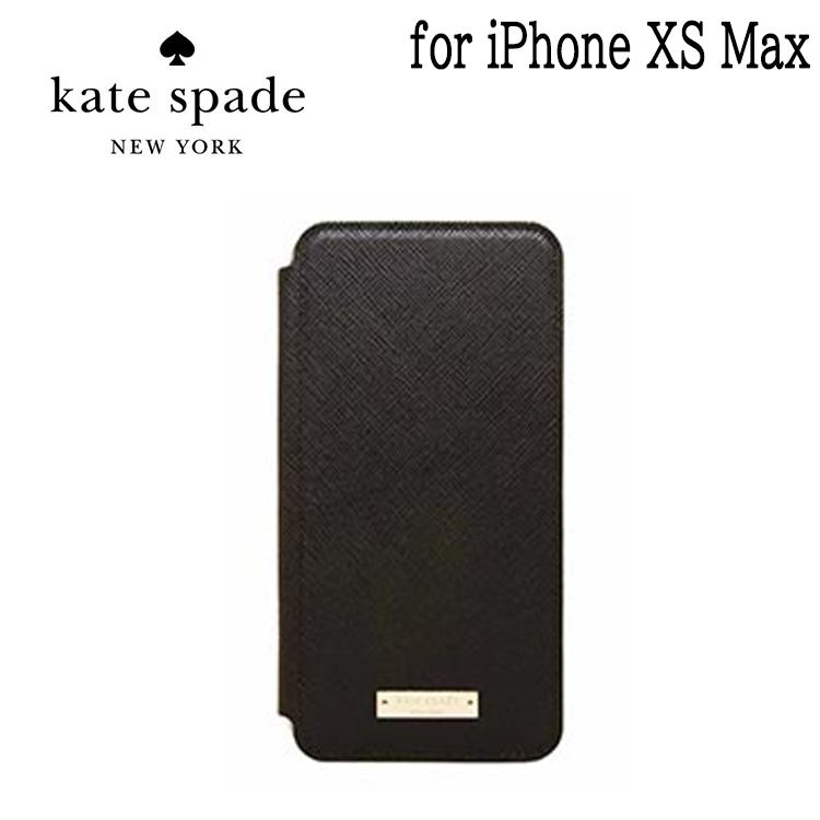 iPhoneXS MAX用】kate spadeブックタイプケース／ブラック 手帳