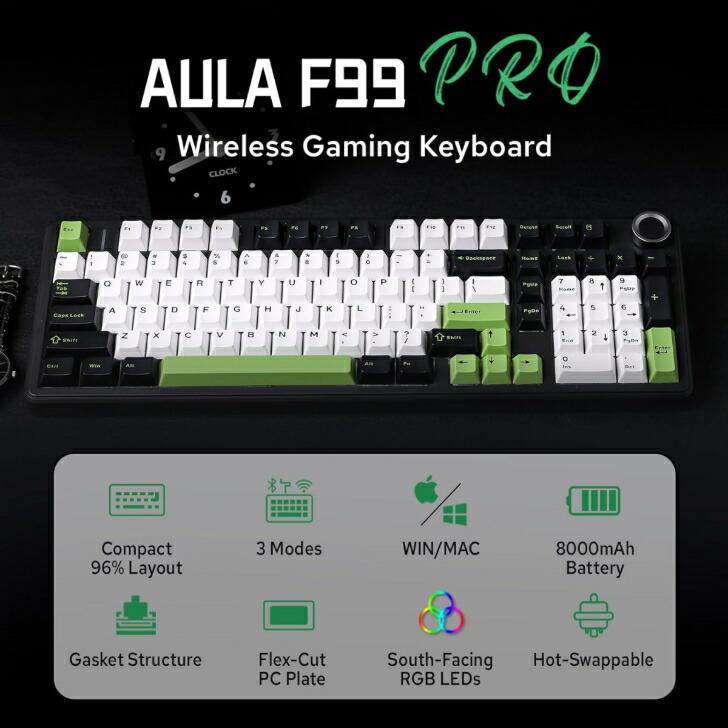 MechLands AULA F99 PRO 96% ワイヤレス メカニカルキーボード ホット