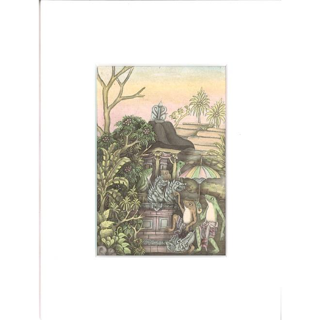 バリ細密画 バリの田園風景 かえるのお参り : あいランドガーデン