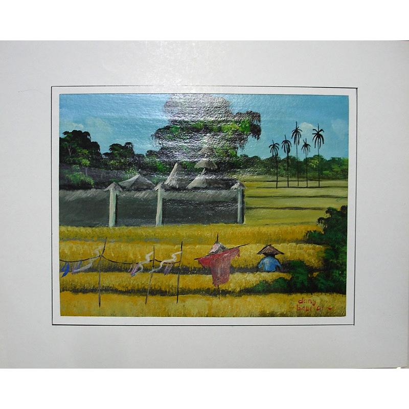 鮮やかなバリ絵画 案山子のいる風景 : あいランドガーデン - 通販