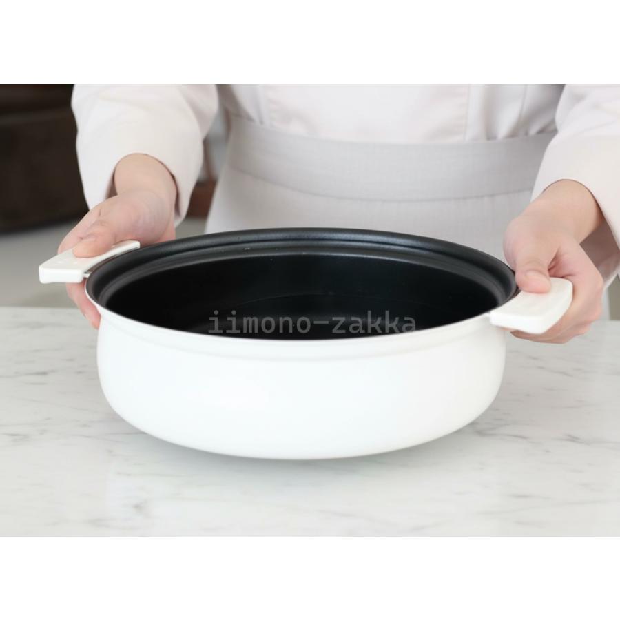 【名入れ無料】ガラス蓋　両手鍋　ホワイト20cm 24cm 卓上鍋　ドット柄 両手鍋 24cm 鍋 IH ガス なべ セラミックコート IH対応 ガラス蓋付き