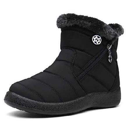 海外から人気の商品を直輸入！Womens Warm Fur Lined Winter Snow Boots Waterproof Ankle Boots Outdoor Booties Comfortable Shoes for Women,Black,9 M US=Label Size 41＿並行輸入