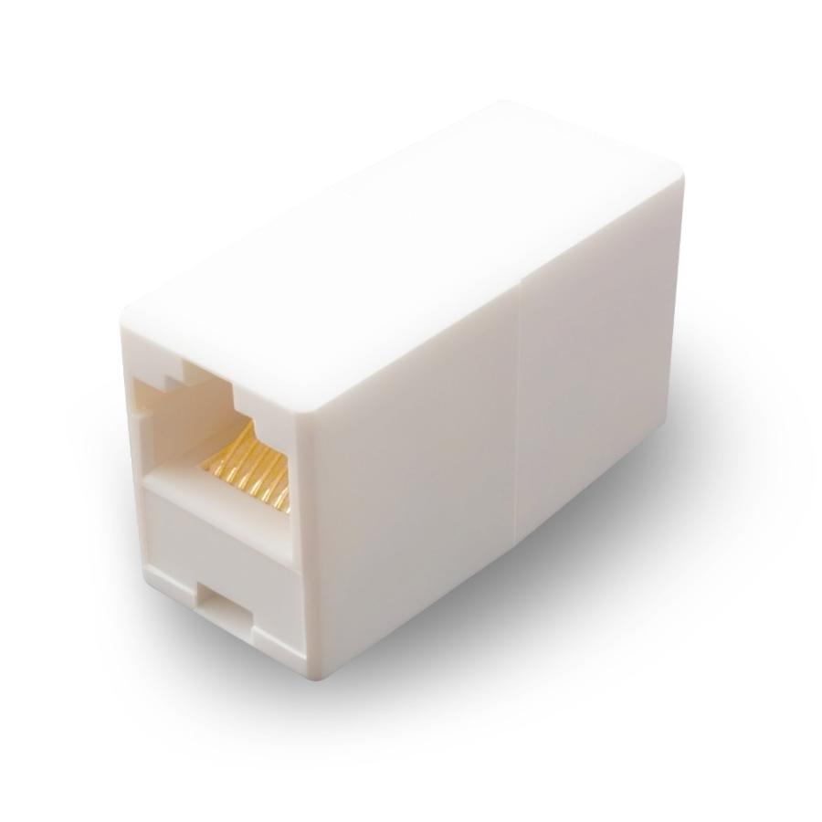 LANケーブル中継コネクタ 配線 延長 インターネット Cat5e 対応  ホワイト 約W16.3×D37×H22（mm）約8.5g