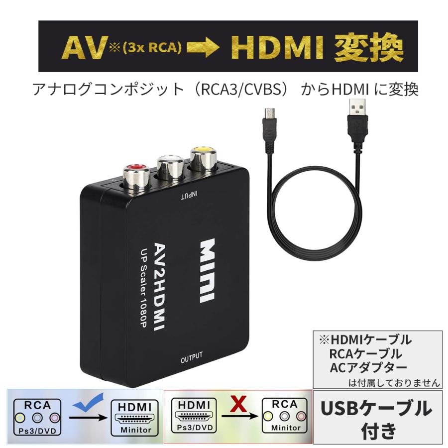 RCA to HDMI変換コンバーター AV to HDMI 変換器 3色ピン 赤 黄 白 音声転送 アナログ 1080P fullhd (コンポジットをHDMIに変換アダプタ) 映像編集機｜iine-iishouhin｜09