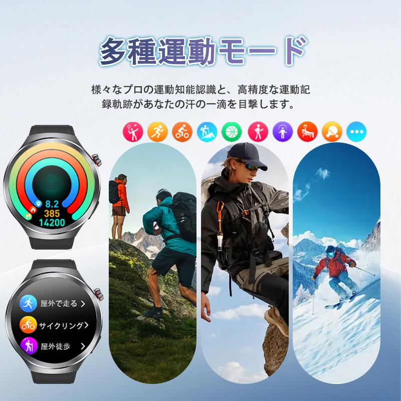 スマートウォッチ 通話機能付き 血圧測定 心拍数 血中酸素 心電図ECG+HRV 体組成 睡眠監視 体温検知 SOS 着信通知 iphone Android対応 母の日 爆買の画像