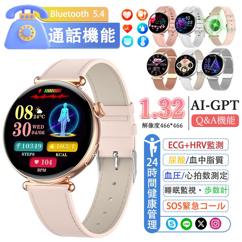 スマートウォッチ 日本製センサー 医療レベル心電図ECG+PPG 血圧 血中酸素 気分/疲労度管理 睡眠管理 着信＆LINE通知 レディース 生理周期 彼女 母の日 爆買