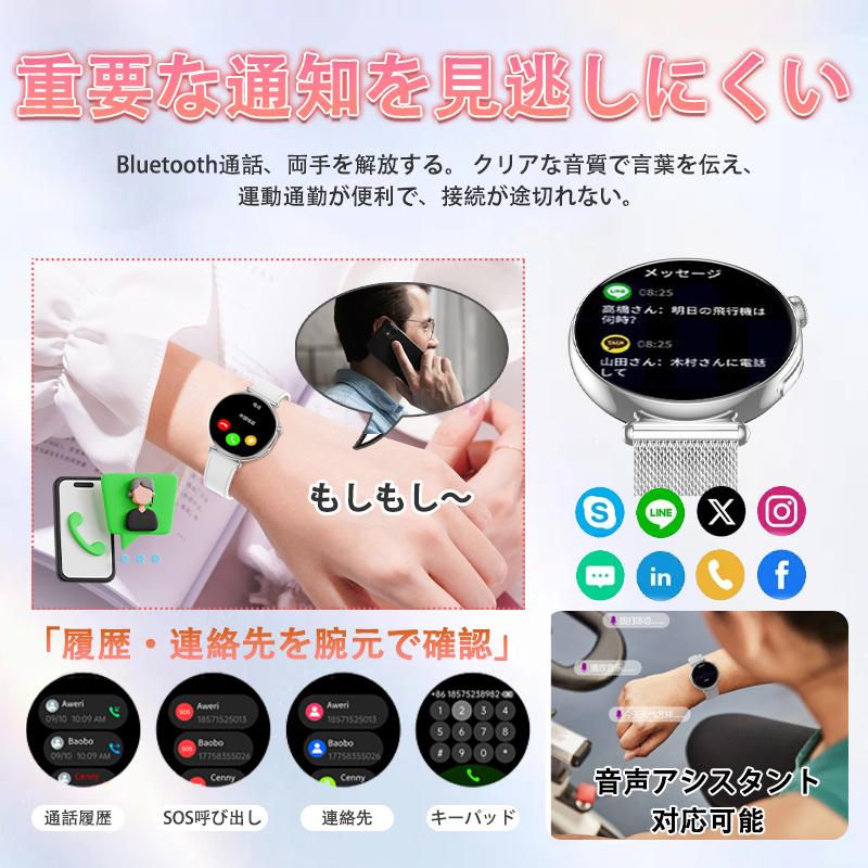 スマートウォッチ 日本製センサー 医療レベル心電図ECG+PPG 血圧 血中酸素 気分/疲労度管理 睡眠管理 着信＆LINE通知 レディース 生理周期 彼女 母の日 爆買の画像