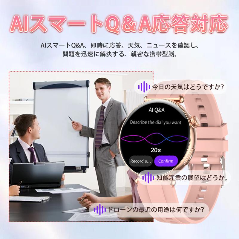 スマートウォッチ 日本製センサー 医療レベル心電図ECG+PPG 血圧 血中酸素 気分/疲労度管理 睡眠管理 着信＆LINE通知 レディース 生理周期 彼女 母の日 爆買の画像