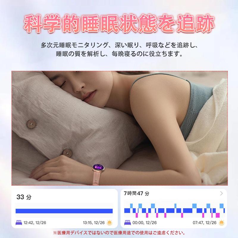 スマートウォッチ 日本製センサー 医療レベル心電図ECG+PPG 血圧 血中酸素 気分/疲労度管理 睡眠管理 着信＆LINE通知 レディース 生理周期 彼女 母の日 爆買の画像
