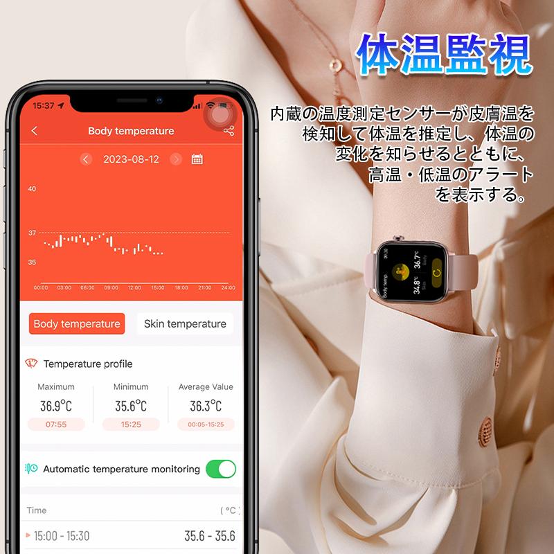スマートウォッチ 糖値 通話機能 日本製センサー LINE着信通知 体組成