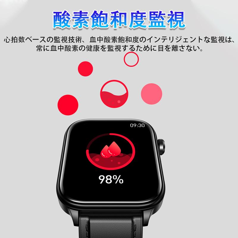 スマートウォッチ 心電図 血糖値 血圧 血中酸素 本体 通話機能 LINE通知 スマートウォッチ 糖値 通話機能 日本製センサー LINE着信通知 体組成