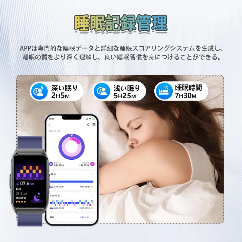 スマートウォッチ 日本製センサー 心電図ECG+PPG 血圧 血中酸素 体組成 気分/疲労度管理 24時間体温測定 心拍数 睡眠管理 呼吸率 歩数計 着信通知 母の日 爆買の画像