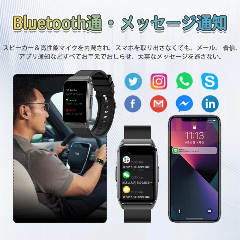 スマートウォッチ 日本製センサー 心電図ECG+PPG 血圧 血中酸素 体組成 気分/疲労度管理 24時間体温測定 心拍数 睡眠管理 呼吸率 歩数計 着信通知 母の日 爆買の画像