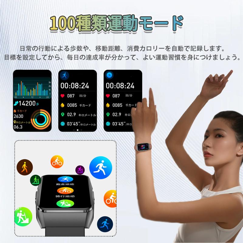 スマートウォッチ 日本製センサー 心電図ECG+PPG 血圧 血中酸素 体組成 気分/疲労度管理 24時間体温測定 心拍数 睡眠管理 呼吸率 歩数計 着信通知 母の日 爆買の画像