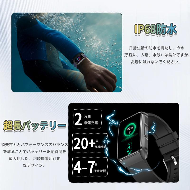 スマートウォッチ 日本製センサー 心電図ECG+PPG 血圧 血中酸素 体組成 気分/疲労度管理 24時間体温測定 心拍数 睡眠管理 呼吸率 歩数計 着信通知 母の日 爆買の画像