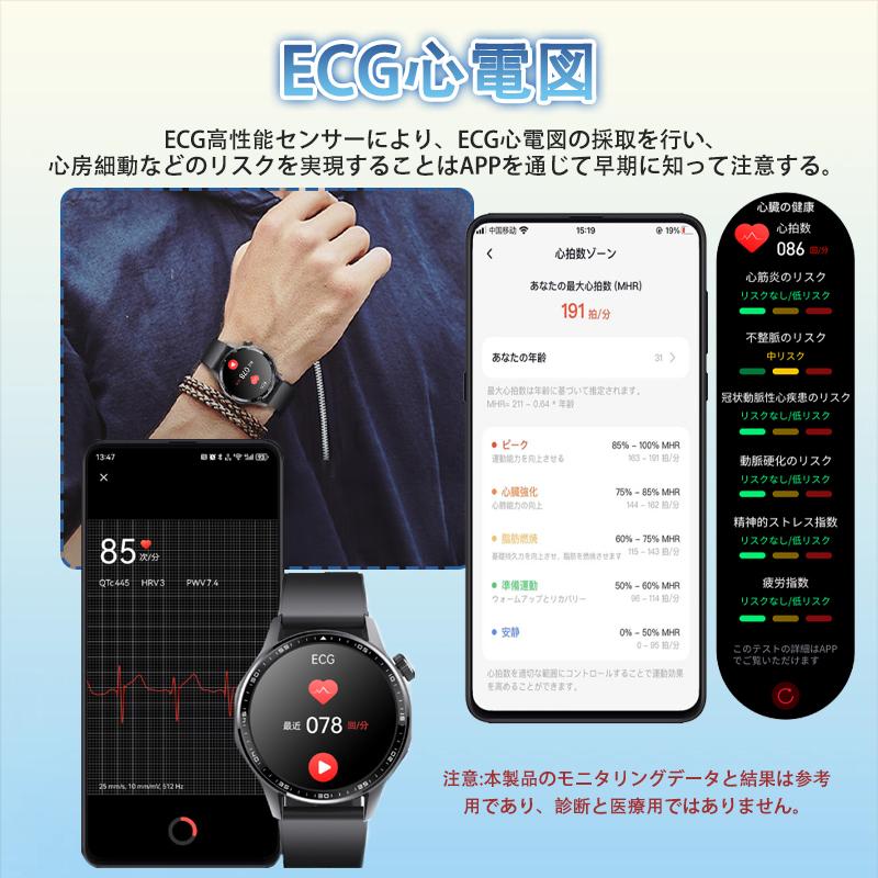 スマートウォッチ 血中酸素 血圧測定 心拍数 睡眠管理 呼吸率 通話機能 着信通知 多機能Smart Watch 万歩計 活動量計 多種認証済み 腕時計 男女兼用 爆買 母の日の画像