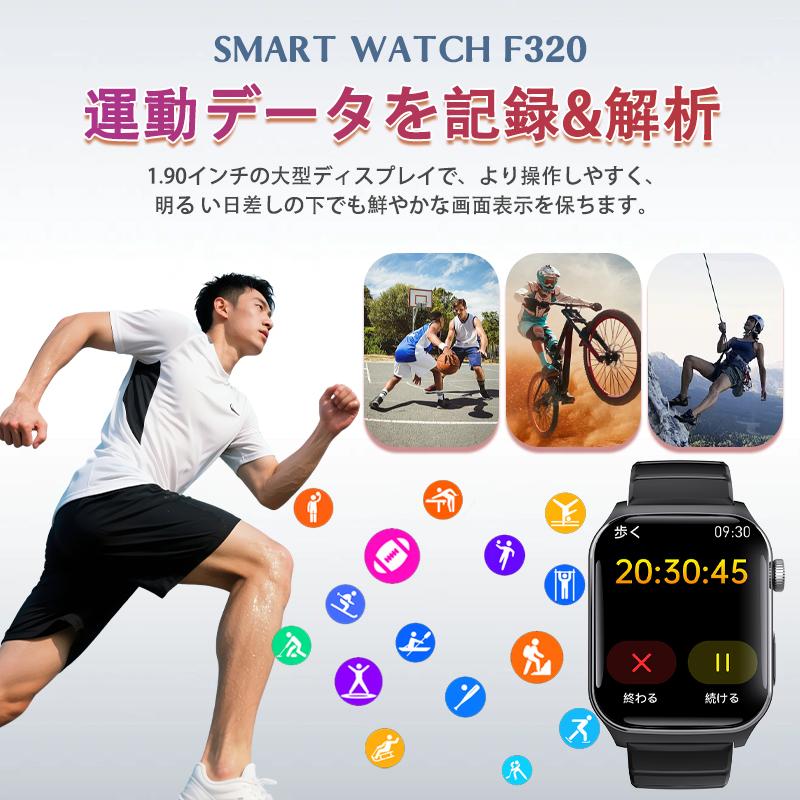 スマートウォッチ 日本製センサー 医療レベル心電図ECG+PPG 血圧/糖 血中酸素 体温測定 高精度心拍数 睡眠管理 呼吸率 歩数計 Line着信通知 iphone/Android 爆買の画像