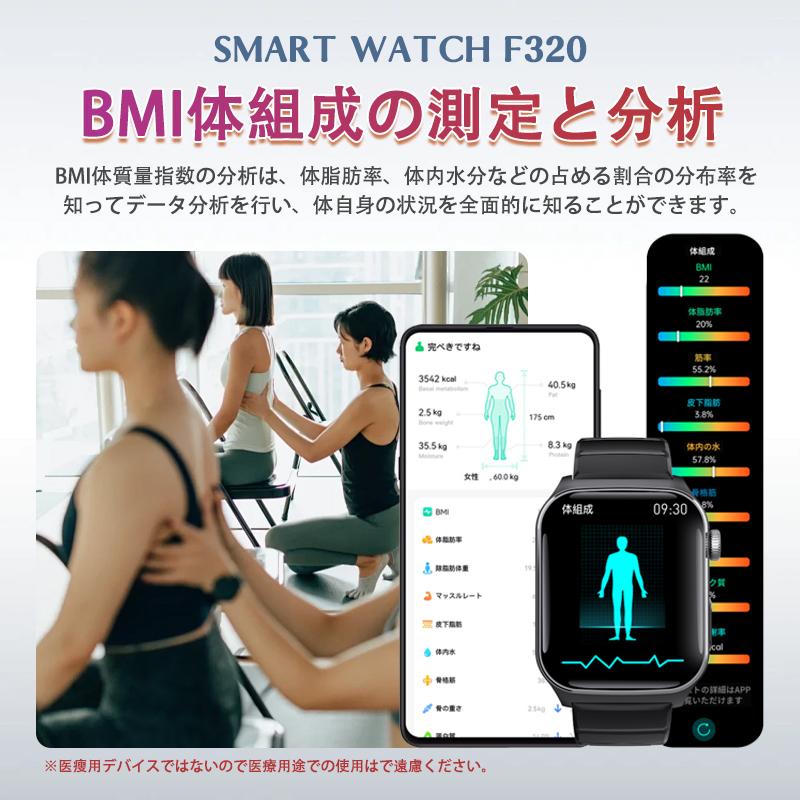 スマートウォッチ 日本製センサー 医療レベル心電図ECG+PPG 血圧/糖 血中酸素 体温測定 高精度心拍数 睡眠管理 呼吸率 歩数計 Line着信通知 iphone/Android 爆買の画像