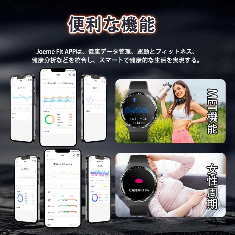 スマートウォッチ 24時間健康管理 糖値 ECG PPG心電図 体組成 通話機能付き 体温 血圧 血中酸素 血中脂質 尿酸 睡眠 HRV 歩数計 着信通知 SOS 母の日 爆買の画像