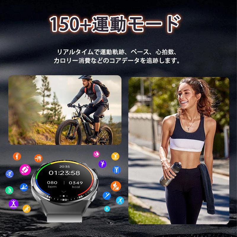スマートウォッチ 24時間健康管理 糖値 ECG PPG心電図 体組成 通話機能付き 体温 血圧 血中酸素 血中脂質 尿酸 睡眠 HRV 歩数計 着信通知 SOS 母の日 爆買の画像